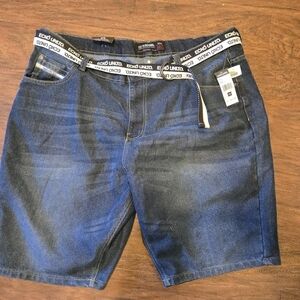NWT Ecko Unltd Jean Shorts Mens Size 46 759 Relaxed Fit Belted Denim Jorts